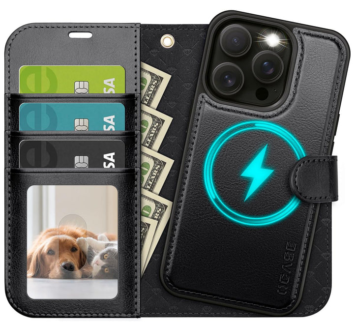 OCASE iPhone 14 Pro Hülle(2in1) Leder Stossfestes Case, Abnehmbare magnetische Hülle, MitHandschlauf