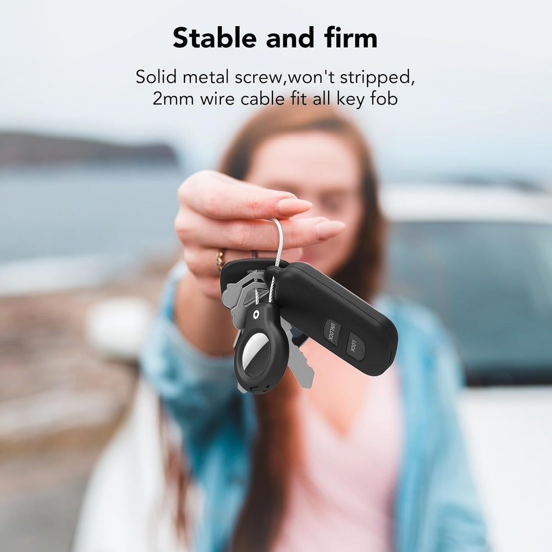 SPGUARD Kompatibel mit Apple AirTag Anhänger Secure Halter mit Kabel, 2er Pack Air Tag Lock Case Sch