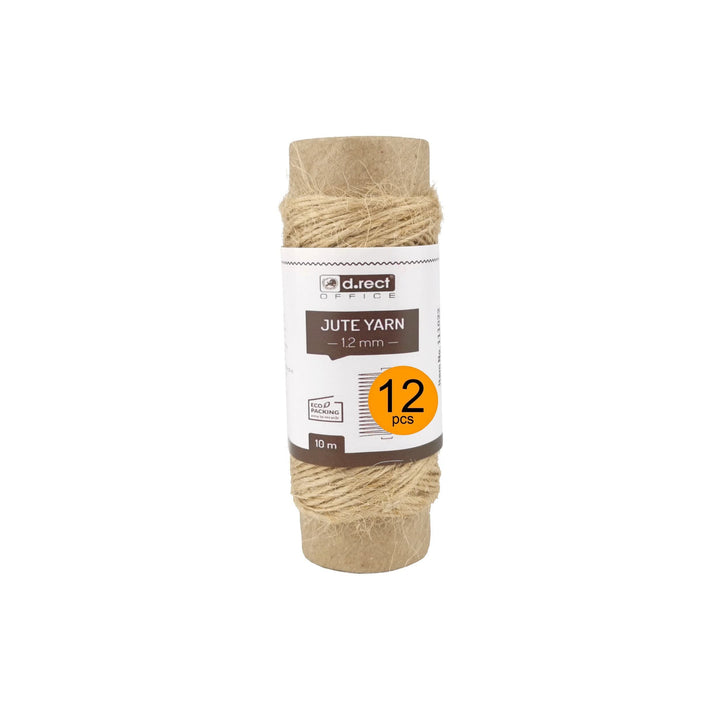 D.RECT 10m Jute-Schnur - 12 Stück | Natur Braun Jute-Kordel | Packschnur Geschenk-Band Bastelschnur