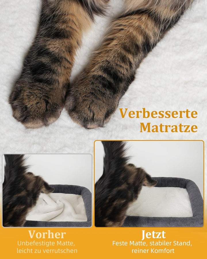 Kratzbaum für Grosse Katzen Stabil, Katzenbaum mit Gross Liegefläche(51x41cm), 2 Tier Katzenhöhle To