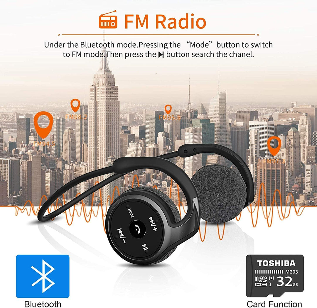 Kabellose Kopfhörer mit FM-Funktion, Bluetooth 5.0-Kopfhörer, Sport, schweissfest, Freisprechen, unt