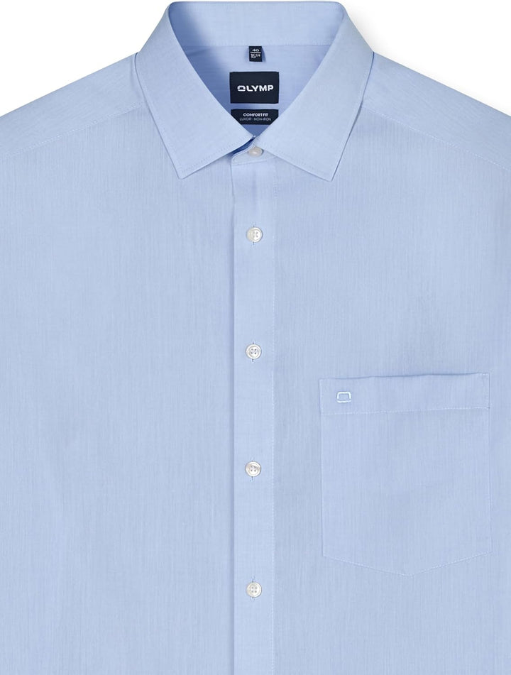 OLYMP Luxor Comfort fit Hemd Langarm New Kent Kragen Chambray Flieder 40 Bleu 11, 40 Bleu 11