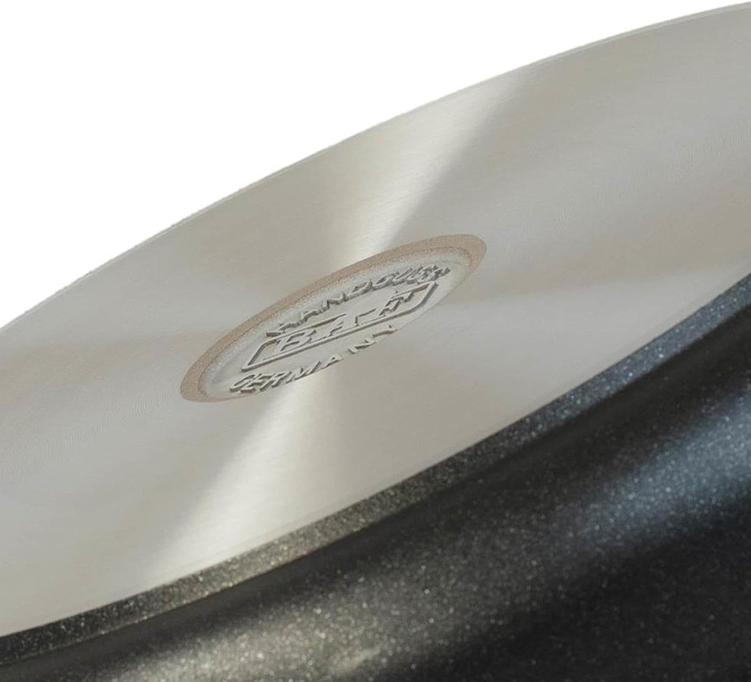 BAF Wok Induktion 32 cm mit Glasdeckel und Griffen - Aluguss Wokpfanne mit Antihaftbeschichtung, 10