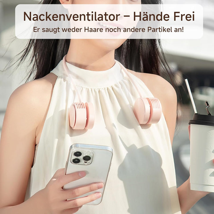 ViSSKO Nackenventilator Tragbarer, Halsventilator USB Mini, 3 Geschwindigkeiten, 2000mAh Persönliche