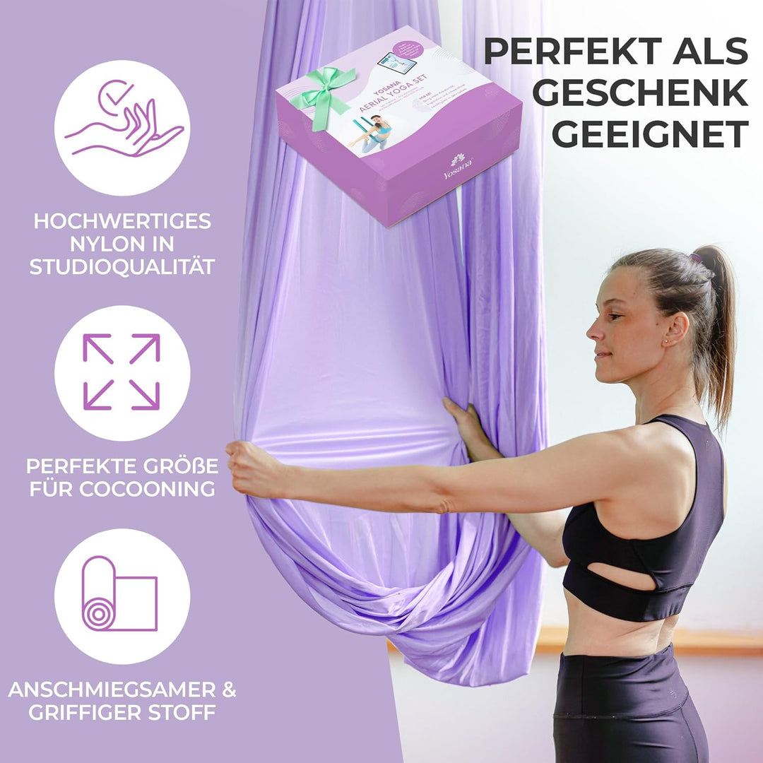 Yosana Hängematte | Komplettset inkl. Befestigung | TÜV geprüft | Nylon Tuch 5m x 2,6m