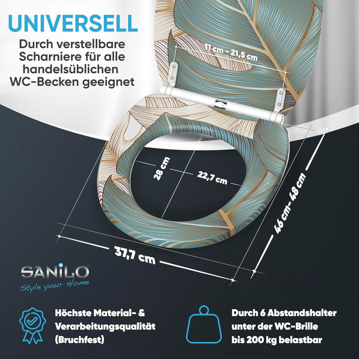 Sanilo WC Sitz mit Absenkautomatik & Schnellverschluss, Toilettendeckel per Knopfdruck abnehmbar, ei