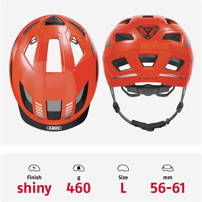 ABUS Stadthelm Hyban 2.0 - Fahrradhelm mit Rücklicht, ABS-Hartschale, guter Passform - für Damen und