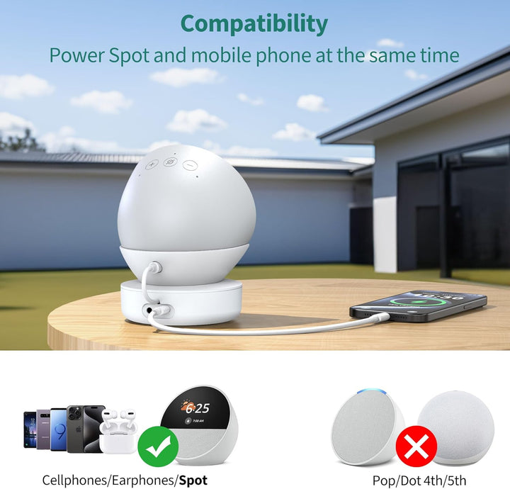 PlusAcc Tragbare Akku für Spot - Aufladbare Dockingstation mit USB-C-Anschluss zum Laden von iPhone/