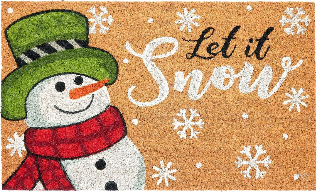 BRUBAKER Fussmatte für Aussen und Innen - Let It Snow - Schneemann Weihnachtsfussmatte - 45 x 75 cm