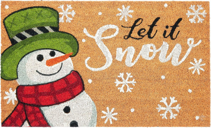 BRUBAKER Fussmatte für Aussen und Innen - Let It Snow - Schneemann Weihnachtsfussmatte - 45 x 75 cm