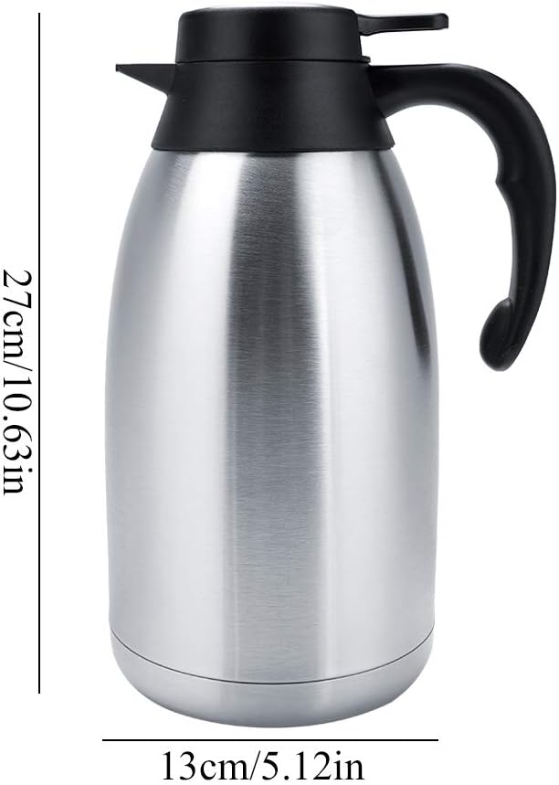 Edelstahl-Wassertopf, vakuumisolierter Wassertopf Edelstahl-Thermoskanne Kaffee-Tee-Wassertopf(2L)