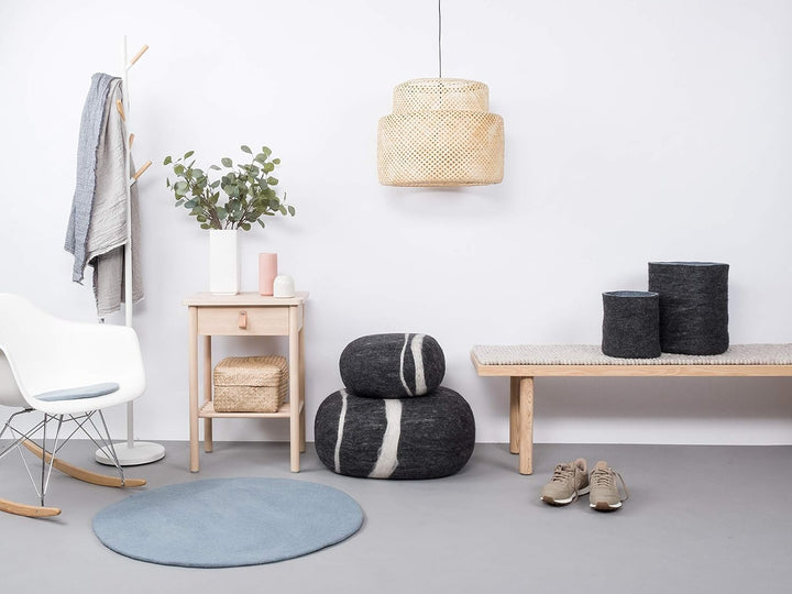 myfelt Mia Filzteppich — Ø 70 cm, ideal für Schlaf-, Wohn-, Kinderzimmer, Flur & Bad Hellblau 70cm Ø
