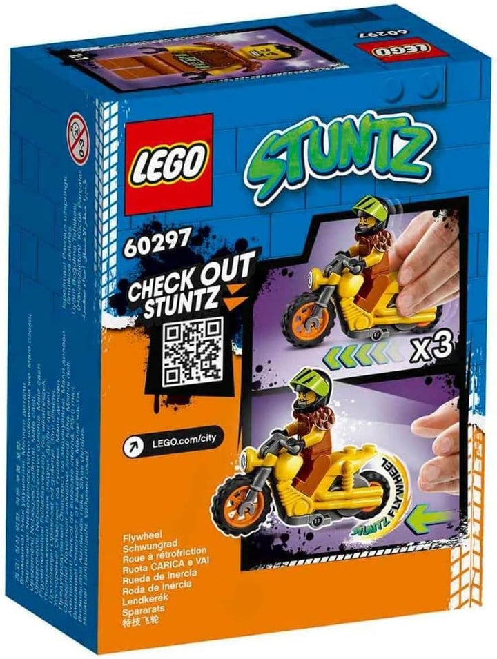 LEGO 60297 City Stuntz Power-Stuntbike, Set mit schwungradbetriebenem Motorrad und Rennfahrer-Wallop