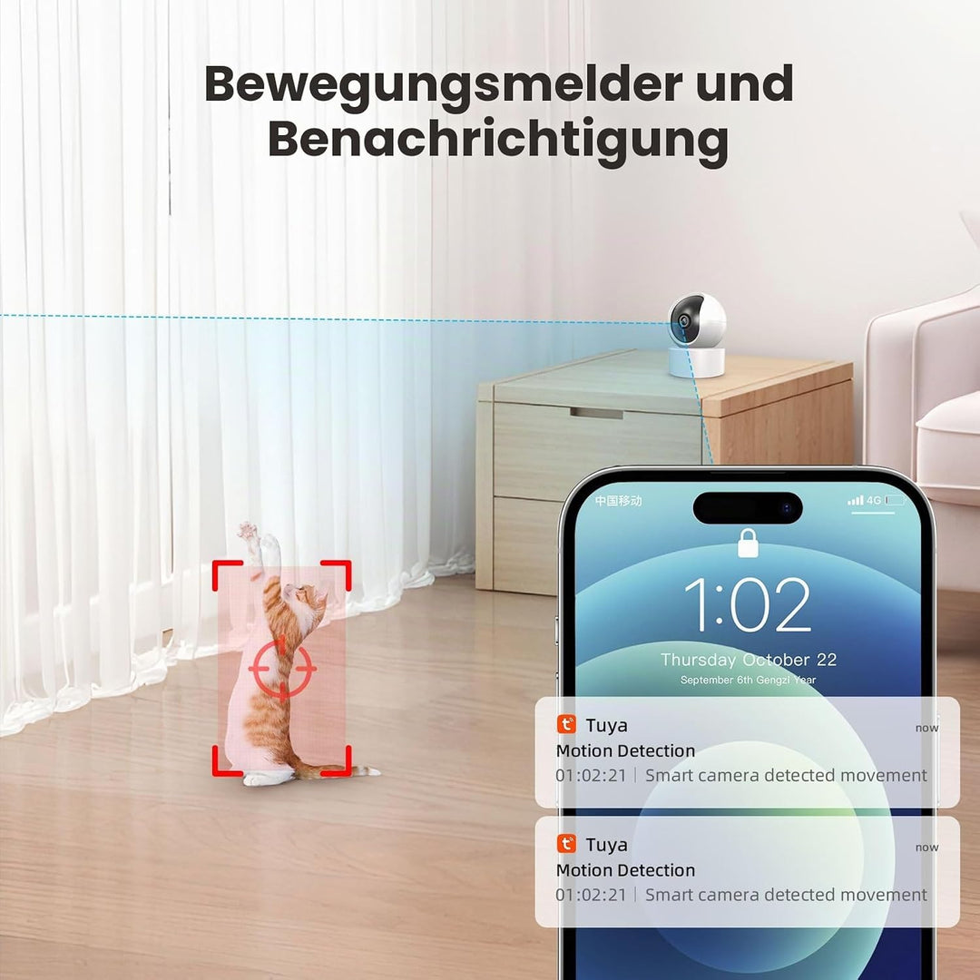 XNY 2MP Tuya Smart Life Sicherheit Kamera, 1080P HD Pan Tilt WLAN Haus Überwachungskamera, Zwei-Wege