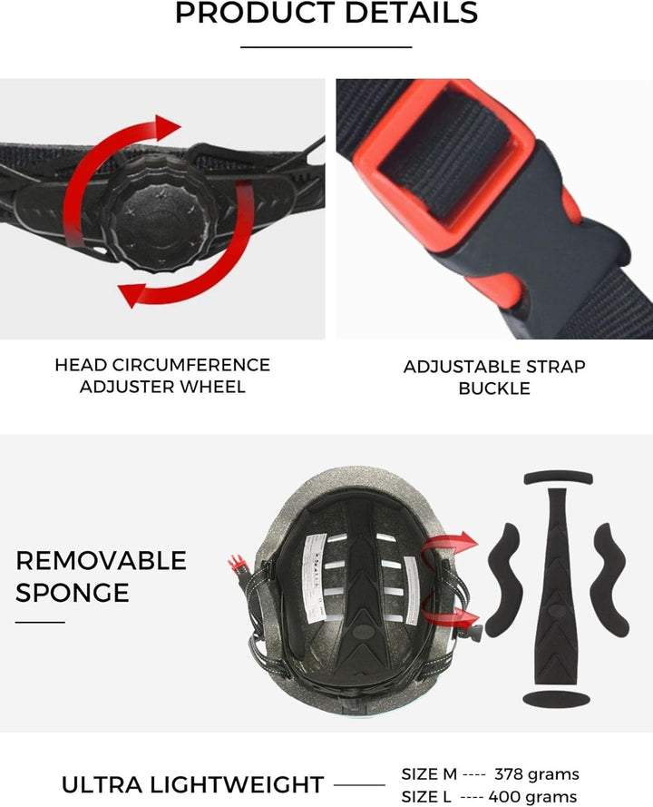 Fahrrad oder Elektrorollerhelm mit Rotem Warnlicht + weissem Frontlicht. Fahrradhelm, Skate, Schlitt