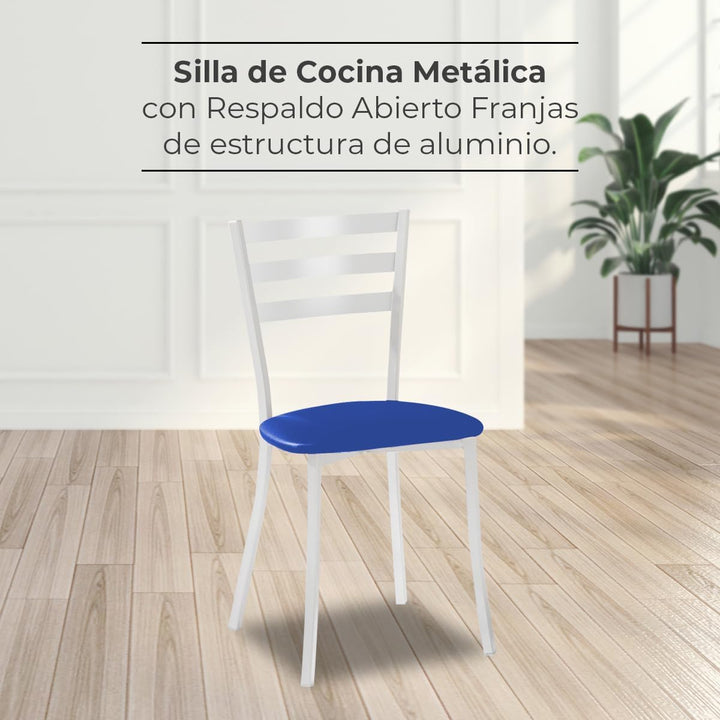 ASTIMESA SCRRAZ Zwei Küchenstühle, Metall Aluminium Kunstleder, blau, Altura de asiento 45 cms