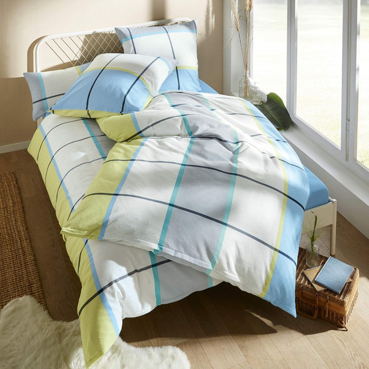 Dyckhoff Weichfrottier Bettwäsche Celina blau 1 Bettbezug 155 x 220 cm + 1 Kissenbezug 80 x 80 cm 1