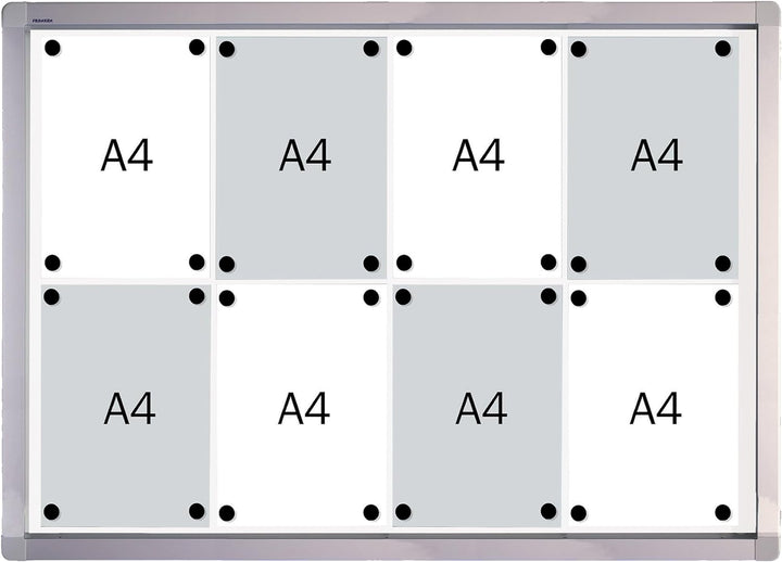 FRANKEN Schaukasten ECO für den Aussenbereich, Klapptür, 8x A4, 98 x 70,4 x 4,5 cm, weiss, magnetisc