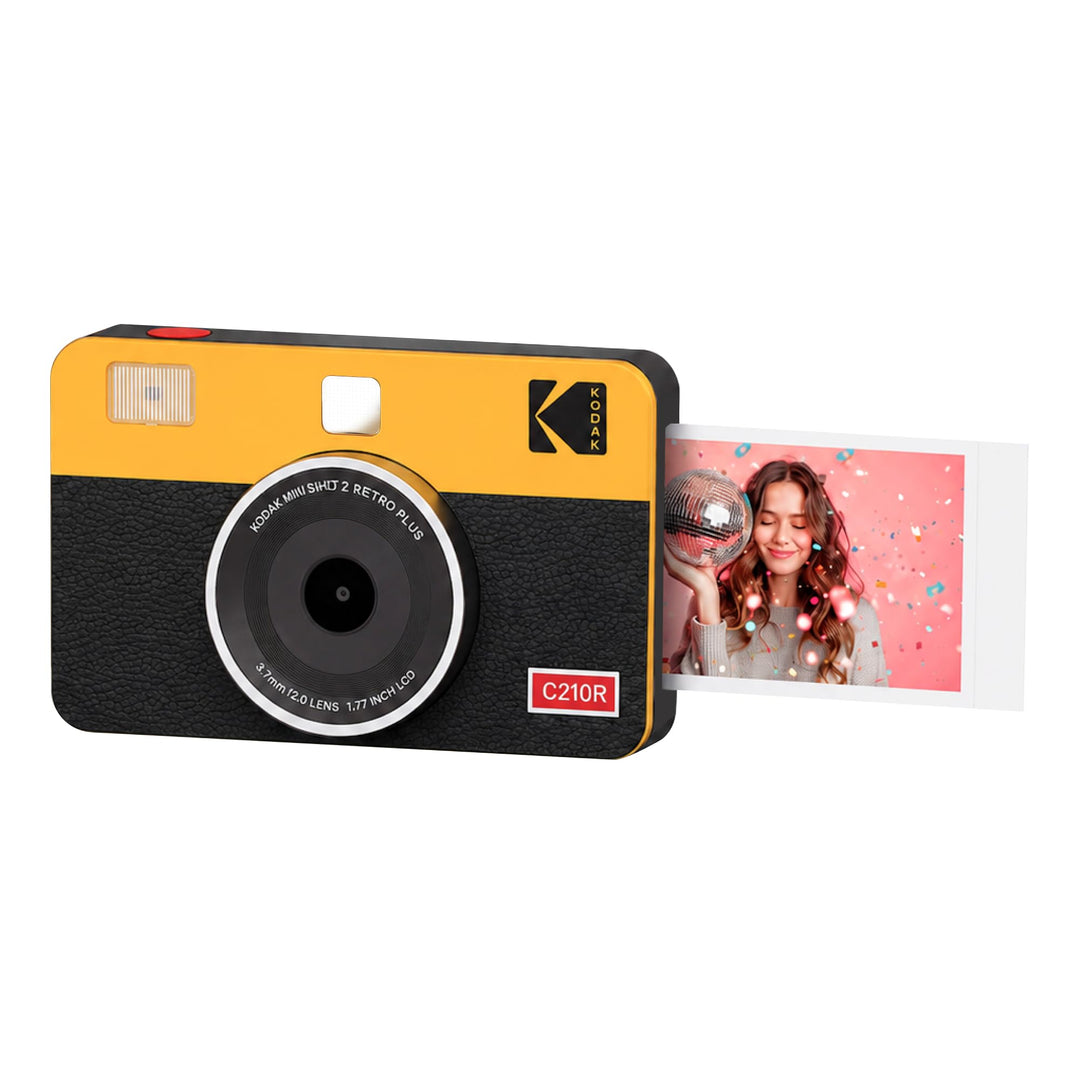 KODAK Mini Shot 2 Retro 4PASS 2-in-1 Sofortbildkamera und Fotodrucker (5,3x8,6cm) + 8 Blatts, Gelb M