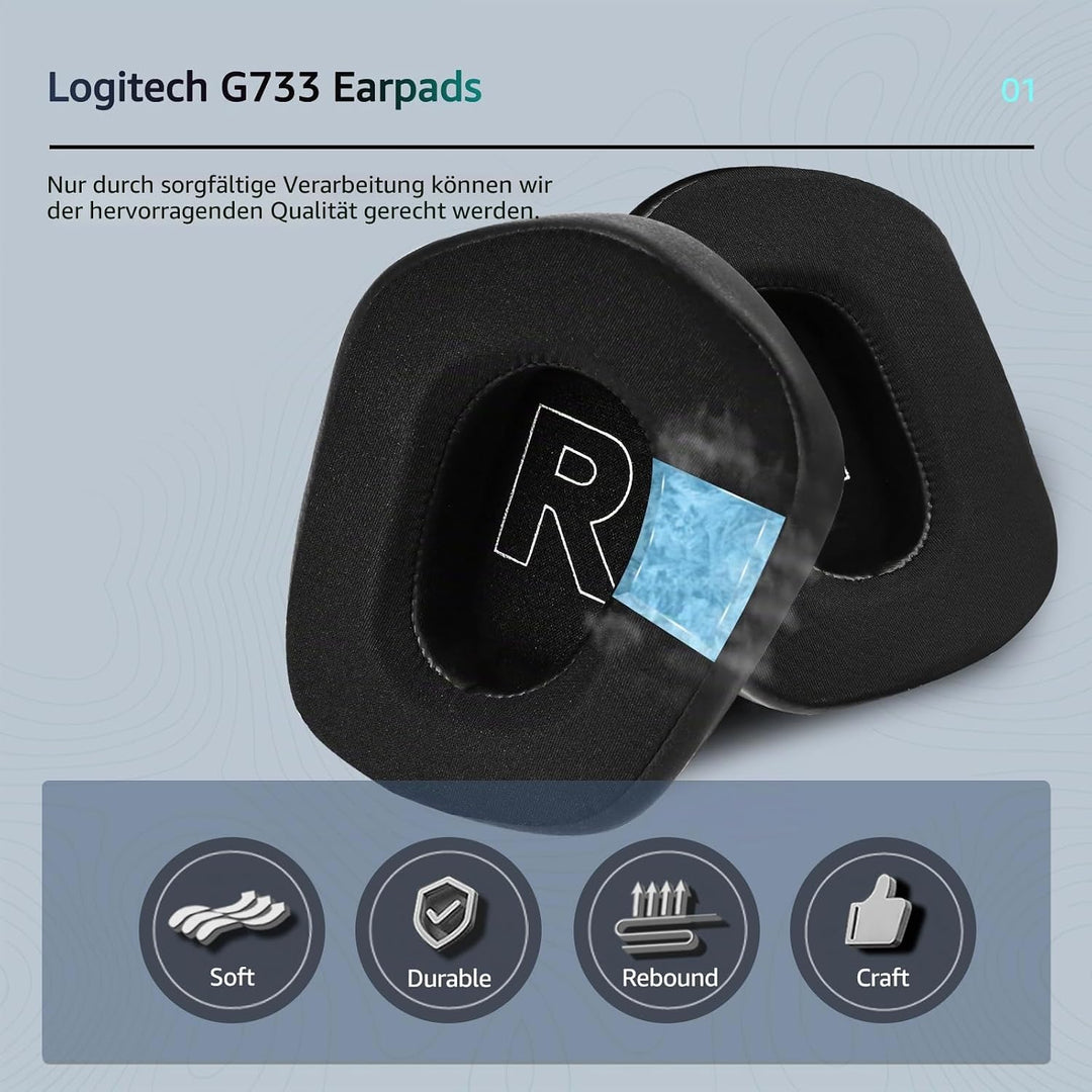 Ersatz-Ohrpolster für Logitech G733 G535 G335 Lightspeed Wireless Gaming Headset, Ohrpolster aus str