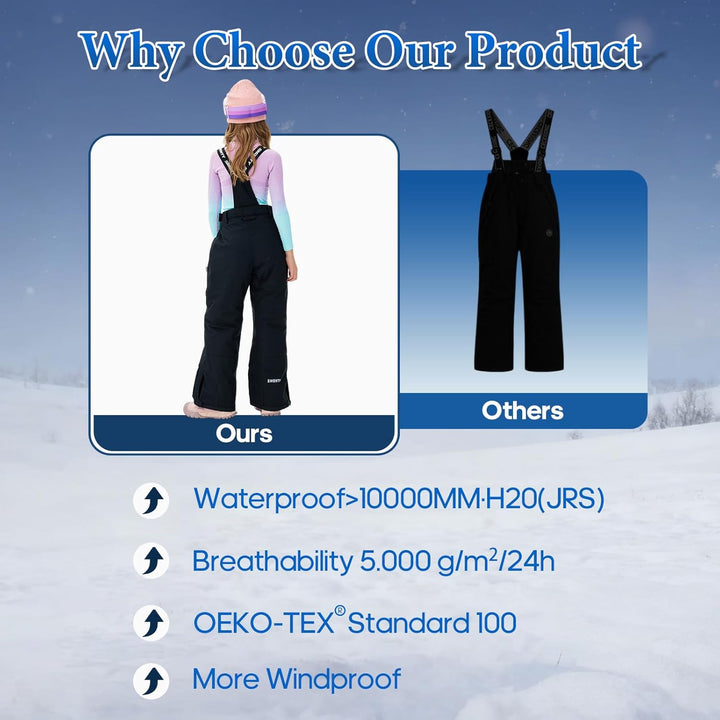 Skihose für Kinder Mädchen Winter Wasserdicht Winddicht Warme Snowboard-Rückenhose Standard 116-122