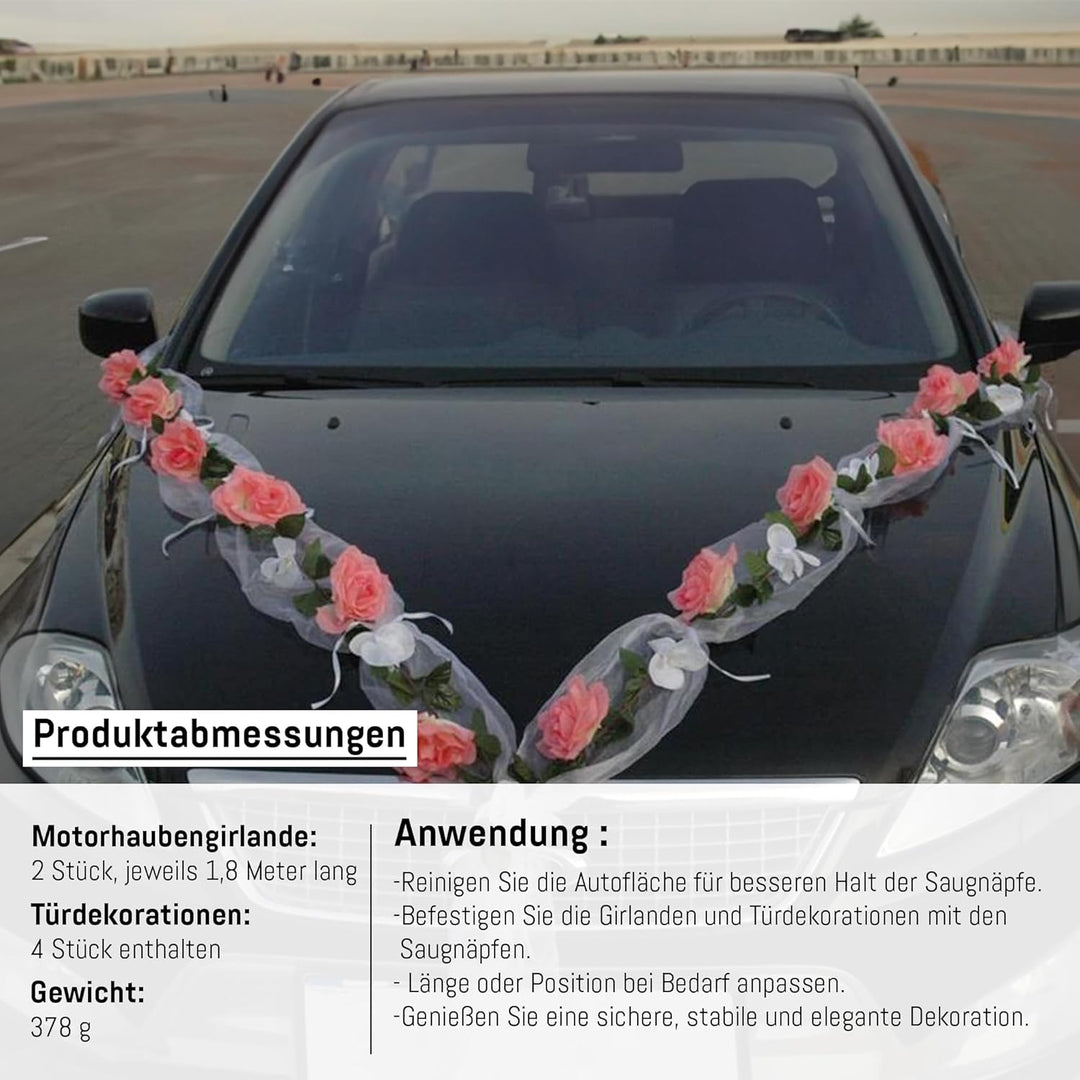 Rosen Girlande Braut Paar Rose Deko Dekoration Autoschmuck Hochzeit Car Auto Wedding ®Auto-schmuck D