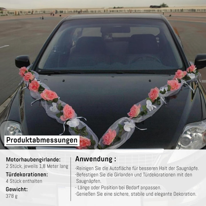 Rosen Girlande Braut Paar Rose Deko Dekoration Autoschmuck Hochzeit Car Auto Wedding ®Auto-schmuck D