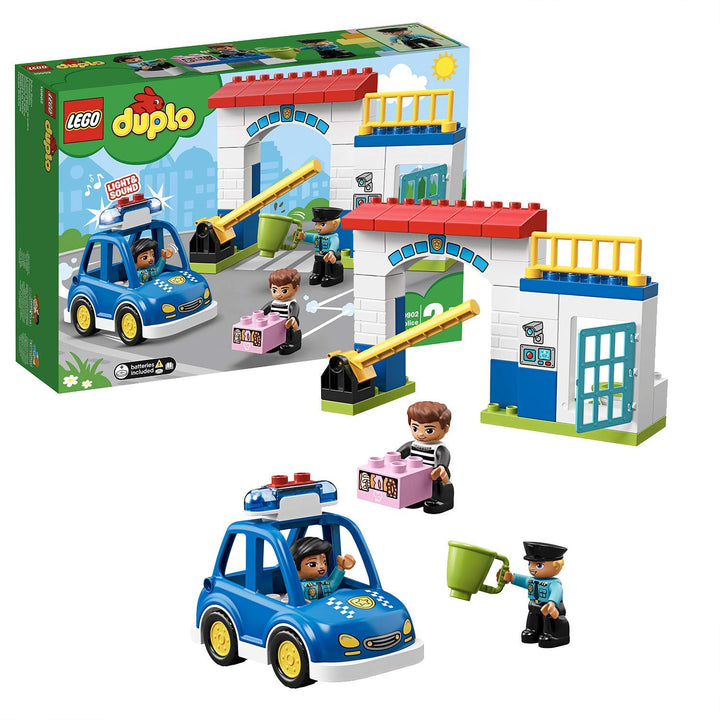 LEGO 10902 DUPLO Polizeistation mit Polizeiauto, Gefängniszelle und 2 Polizisten als Minifiguren, Li
