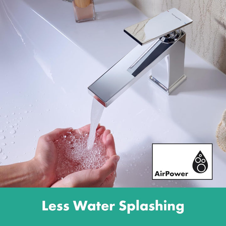 hansgrohe Tecturis E - Waschtischarmatur ohne Ablauf, Wasserhahn Bad mit Auslauf Höhe 117 mm, Mischb