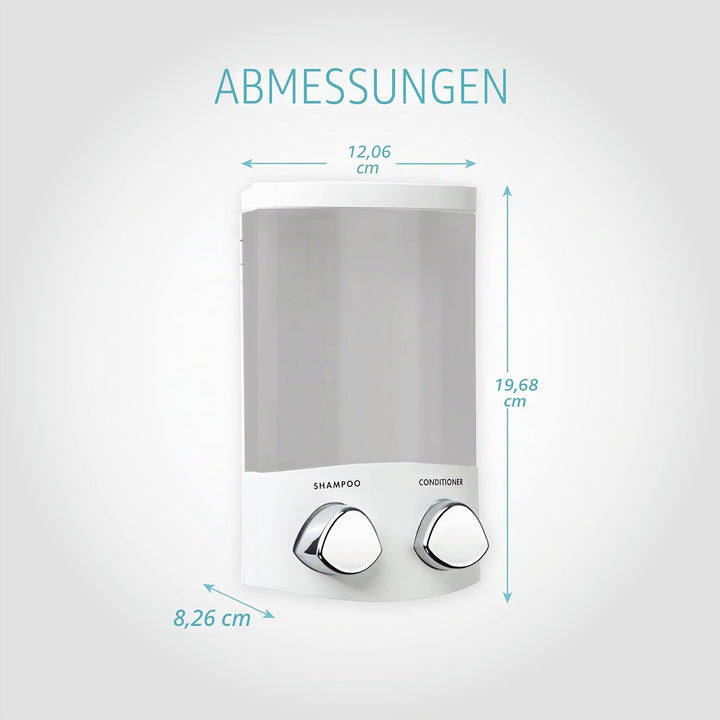 Better Living Seifen-, Duschgel- und Shampoo-Spender, in Chrom-Finish, weiss, 2-Chamber Weiss 2-Cham