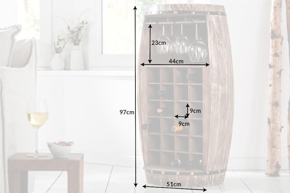 invicta INTERIOR riess-Ambiente.de Shabby Chic Weinregal Bodega 97cm Natur Pinie Weinfass für 24 Fla