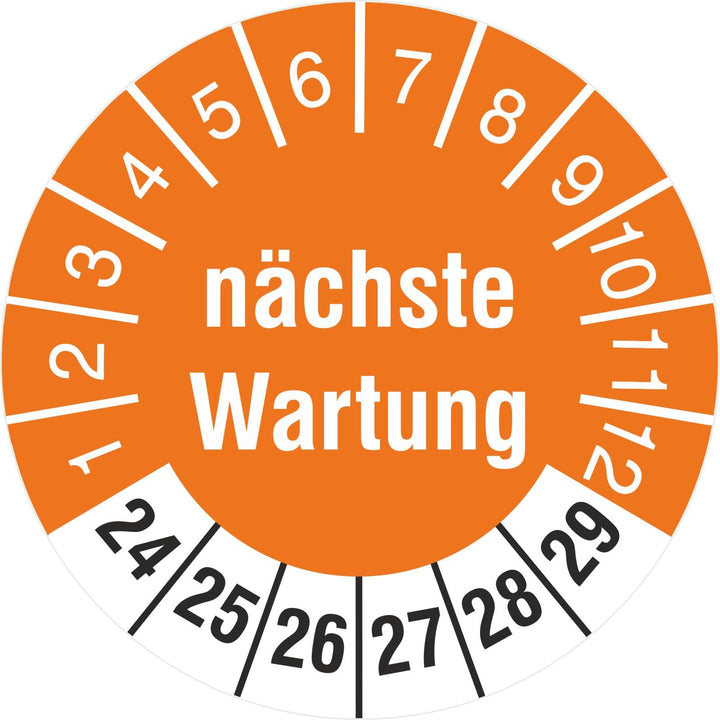 500 Stück Prüfplakette 18 mm nächster Prüftermin 2024-2029 Prüfetiketten auf Rolle stark haftend 500