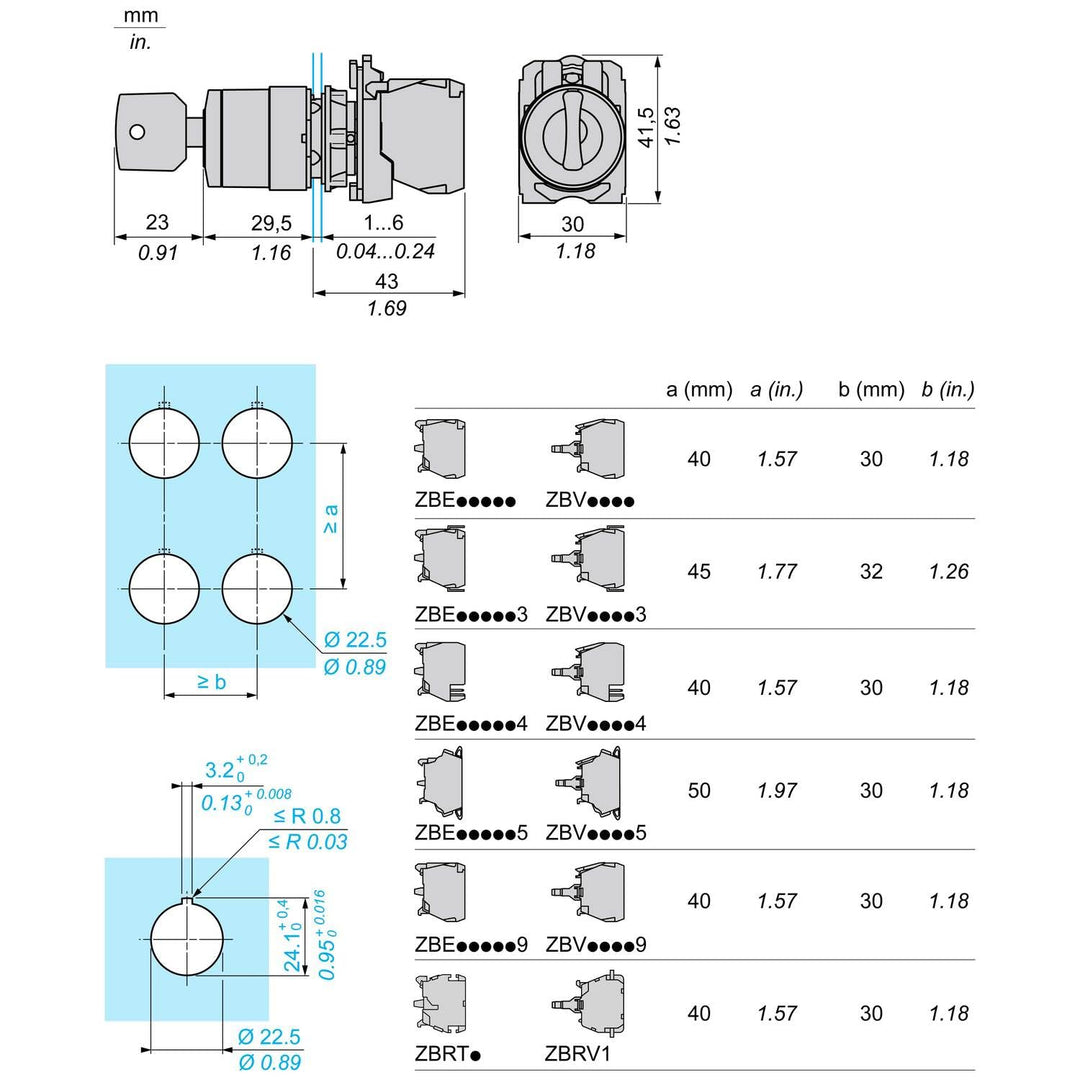 Schneider XB5AG03 Schlüsselschalter Durchmesser 22, 3 Stellungen Rastend, Komplettgerät, Ronis 455,