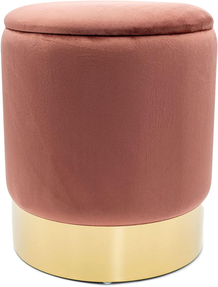 casamia Samthocker mit Stauraum Ø 31 H 38 cm Deko Hocker Samt Verlour Hocker Gold Hocker Schminktisc