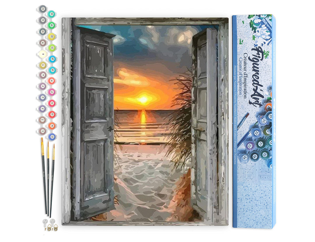 Figured'Art Malen Nach Zahlen Erwachsene Tor zum Meer - Paint by Numbers Basteln DIY Bastelset 40x50