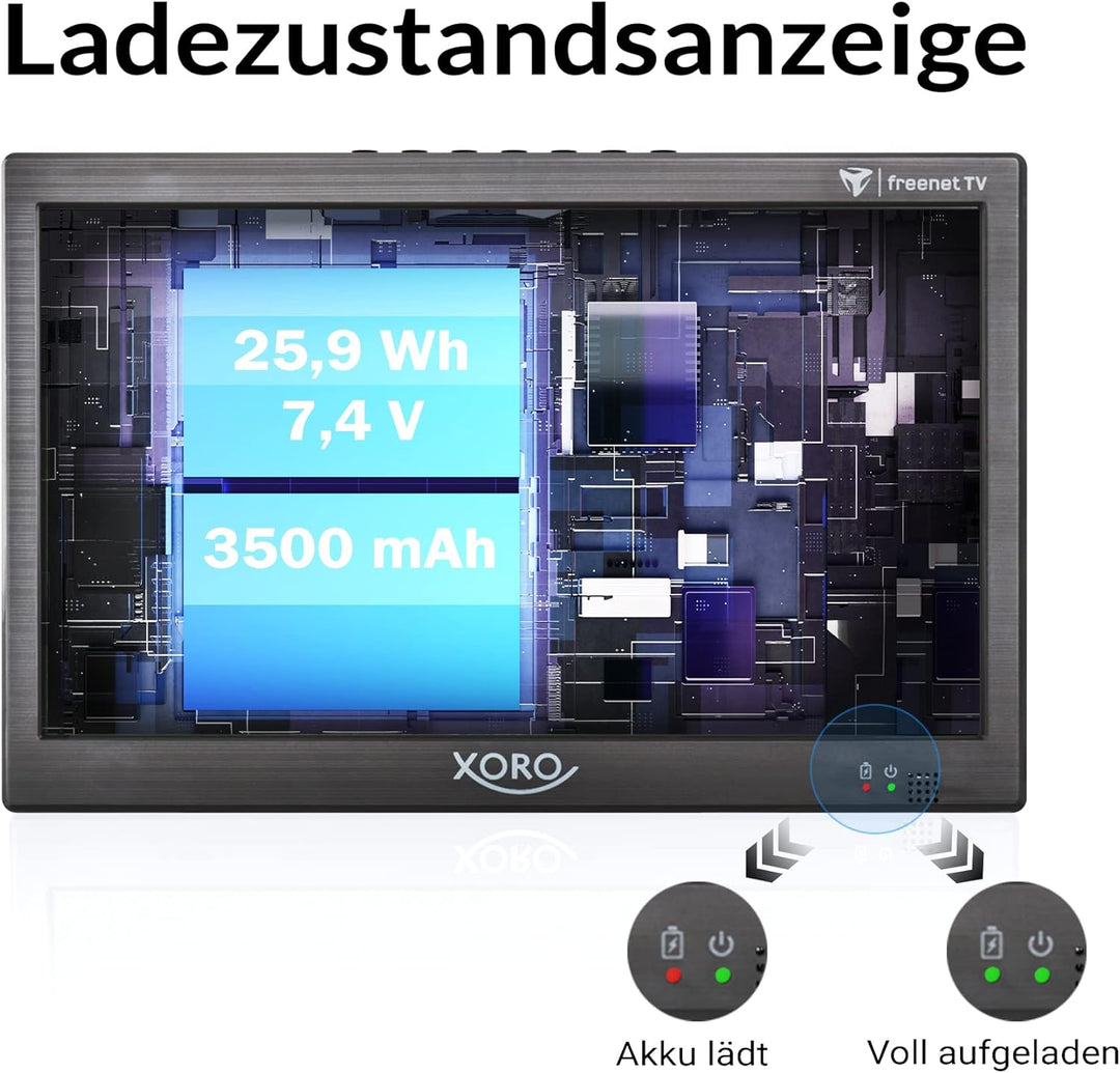 Xoro PTL 1050 V2 - 10.1" Tragbarer DVB-T/T2 Fernseher, Irdeto-Entschlüsselungssystem (inkl. 6 Monate