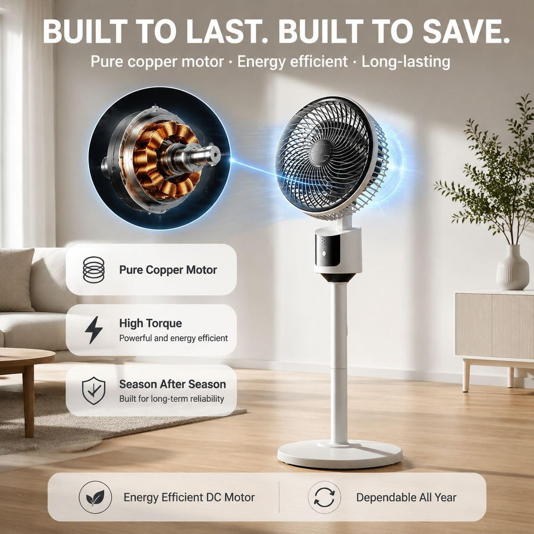 Standventilator für Schlafzimmer – 2026 Verbesserter Ganzraum-Luftzirkulator, 27,4 m Luftstrom, 30 d