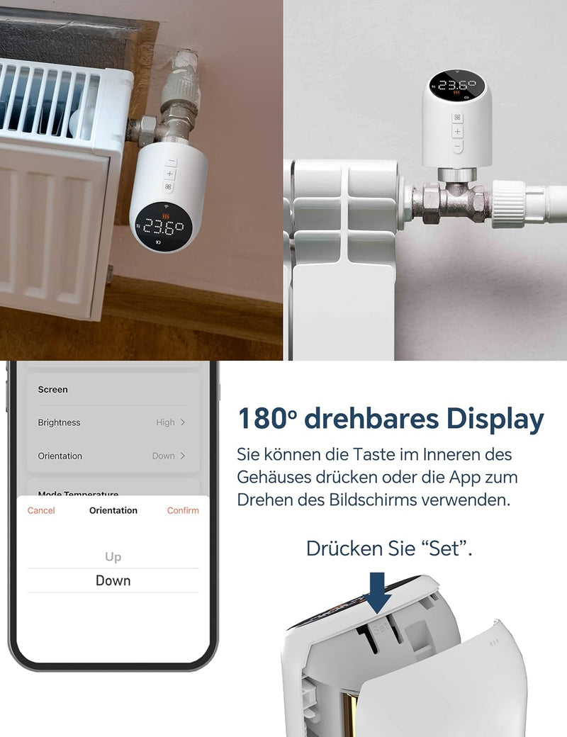 Beok Heizkörperthermostat WLAN, Smart Home Heizungsthermostat Heizkörper Thermostatkopf Thermostat H