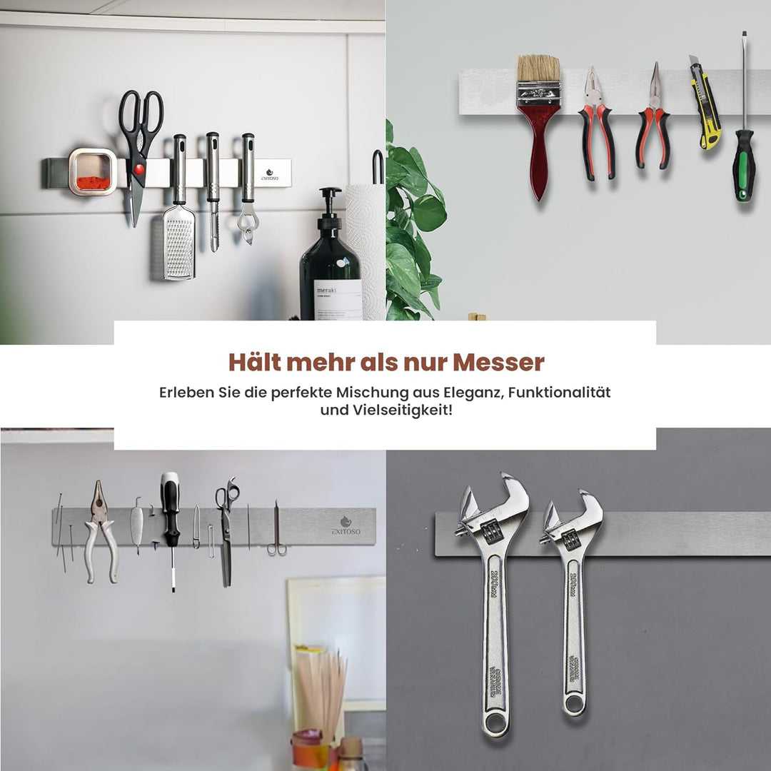 Exitoso Edelstahl Magnetleiste Messer selbstklebend - Kleben und Bohren mit 3M Klebeband - Magnetisc