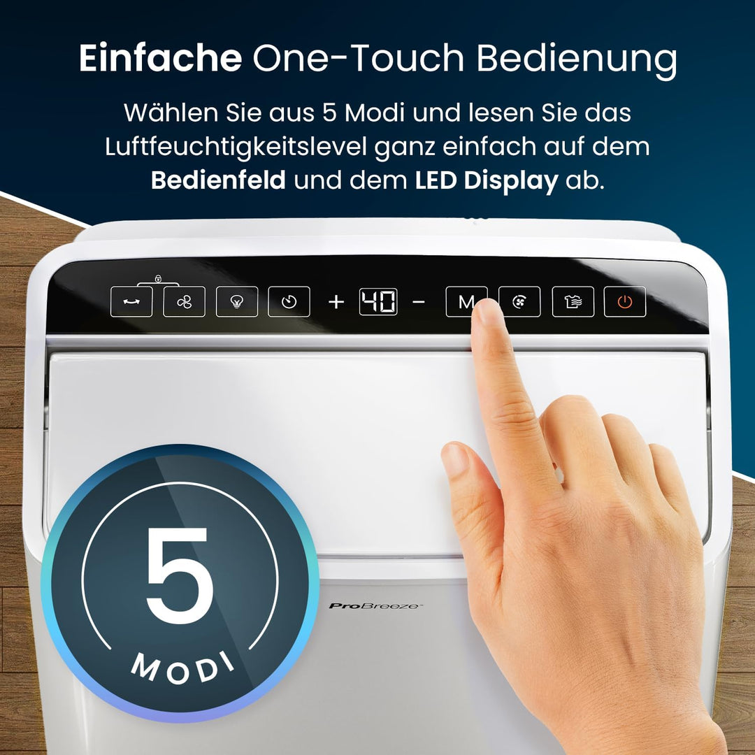 Pro Breeze Luftentfeuchter 20L in 24h Entfeuchtungsleistung - Luftentfeuchter elektrisch mit Wäschem