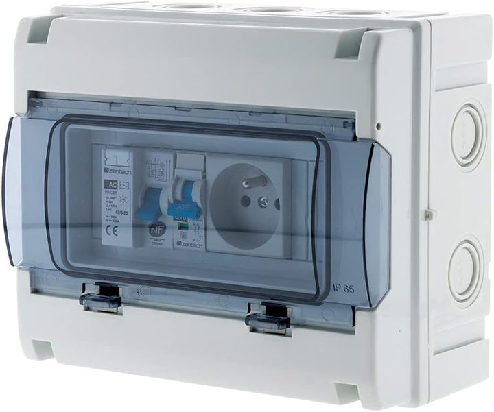 Coffret électrique étanche IP65 8 modules équipé livré avec accessoires Einzigartig, Einzigartig