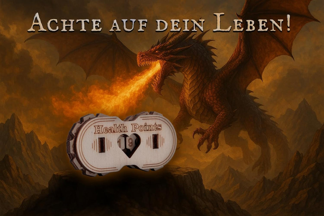 DND HP-Tracker aus Holz - Lebenspunkte-Zähler für Tabletop & RPGs - Perfekt für Dungeon Master & Spi