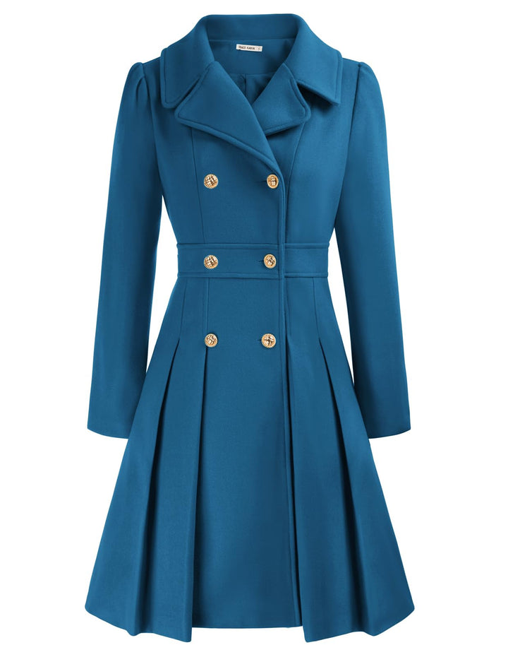 GRACE KARIN Damen Mantel Wintercoat Revers Zweireihiger Mantel Knielang Trenchcoat Winter Lang A-Lin