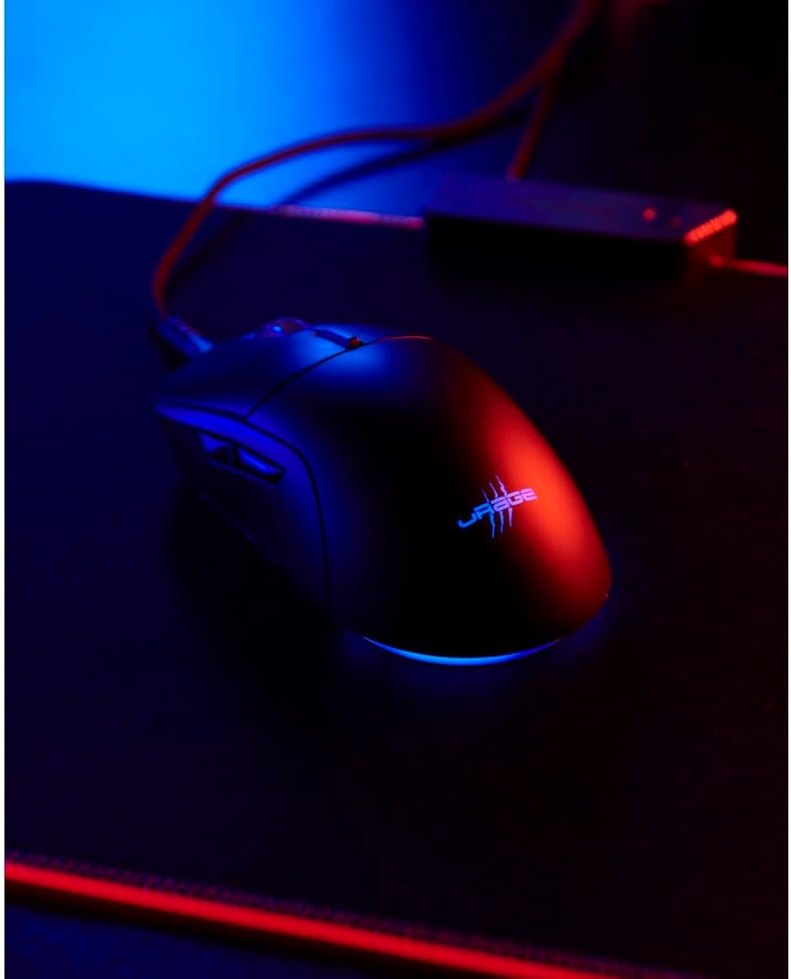 uRage Gaming-Maus mit Kabel „Reaper 250“ (Rainbow LED, ultra leicht, Rechtshänder, 6 programmierbare