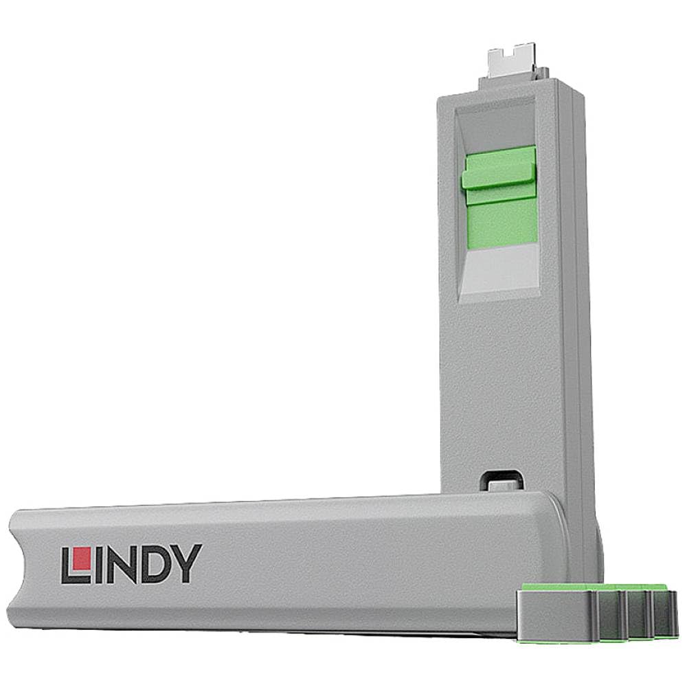 LINDY 40426 USB Typ C Port Schloss, grün Pack of 4 with Key Grün, Pack of 4 with Key Grün