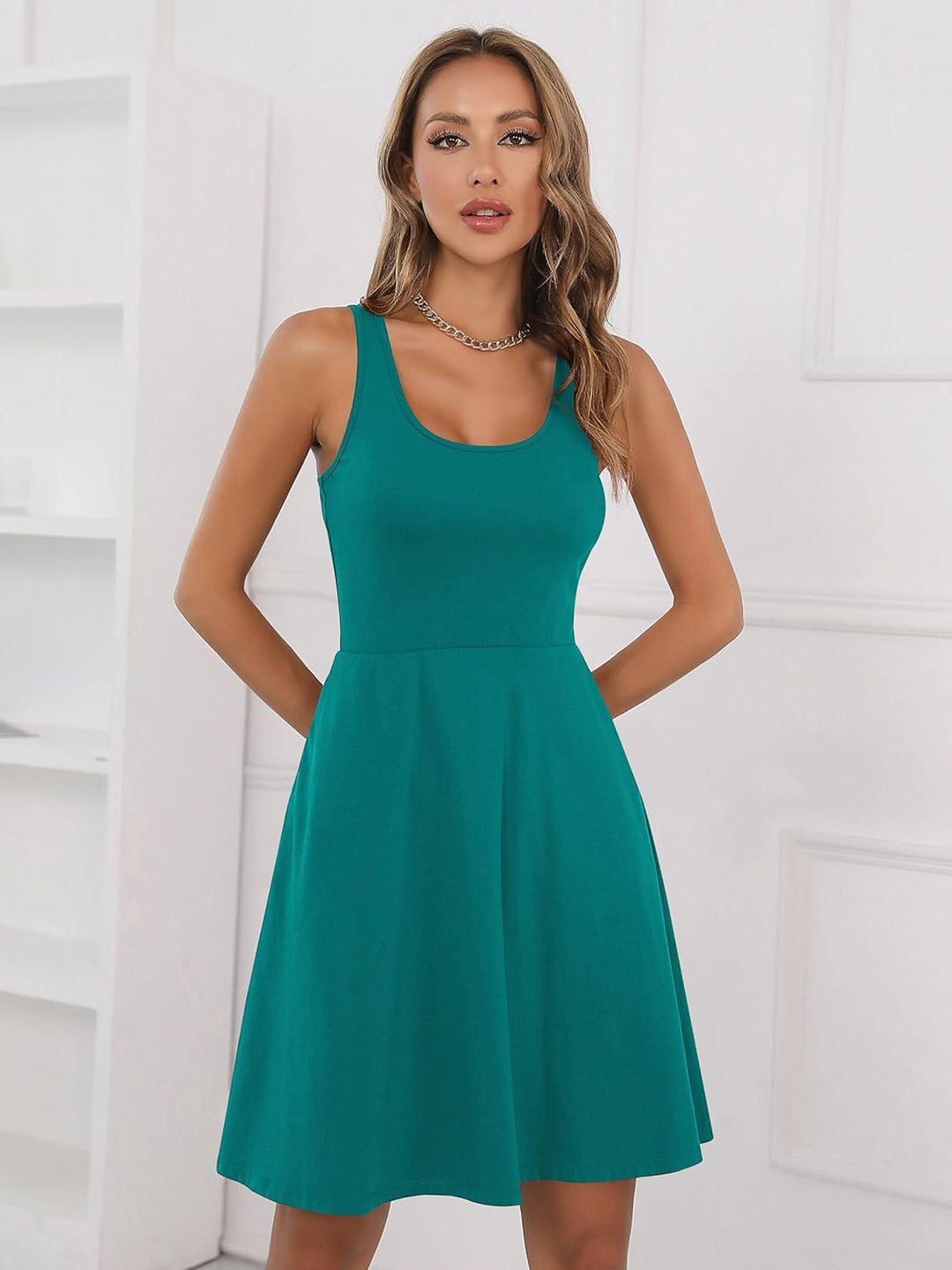 Missufe Damen Sommerkleid Minikleid Rockabilly Freizeitkleid Skaterkleid Kurzes Tank Kleider S Türki