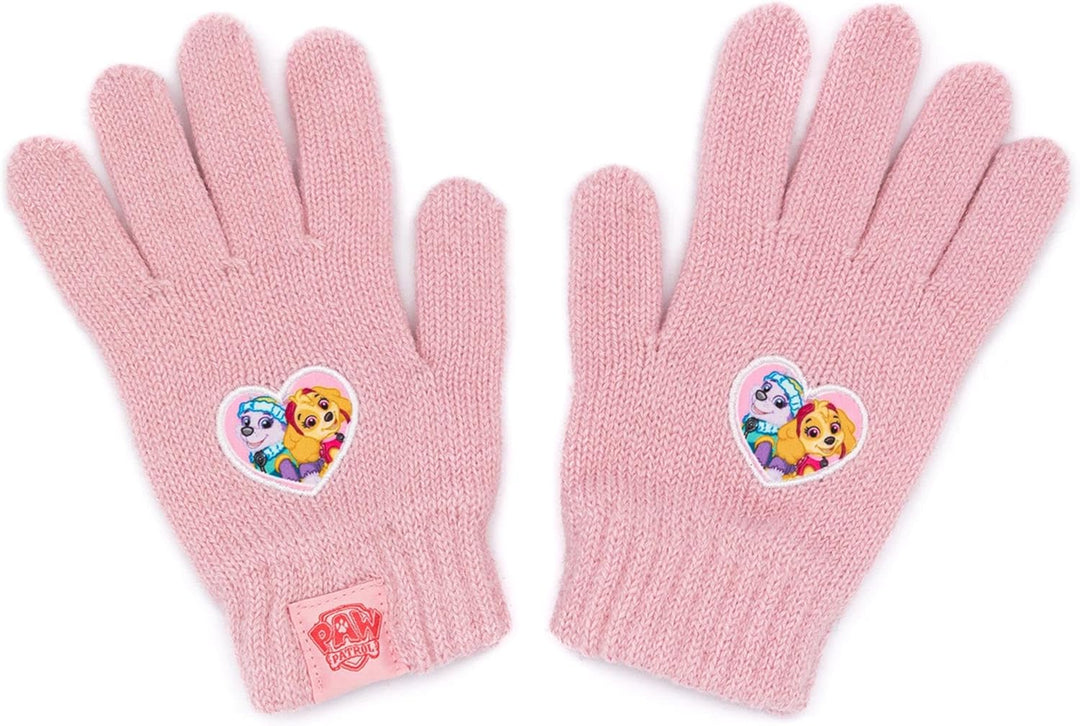 Paw Patrol Pfotenpatrouillenhut und Handschuhe Kinder Mädchen rosa gestrickt Winter Mütze