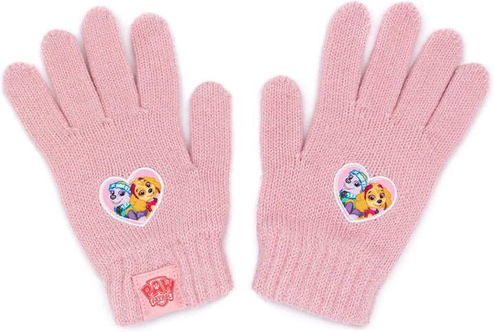 Paw Patrol Pfotenpatrouillenhut und Handschuhe Kinder Mädchen rosa gestrickt Winter Mütze