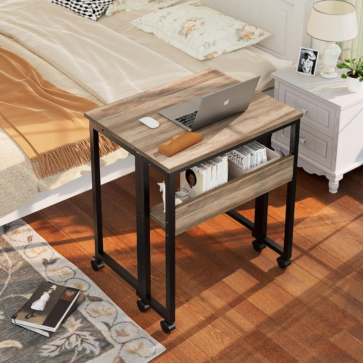 GreenForest Kleiner Schreibtisch Klappbar, 80 cm Klappschreibtisch mit Rollen, Einfache Montage Klap