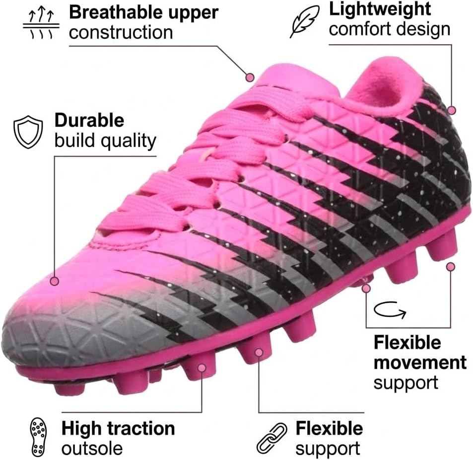 Vizari Bolt Fg pink Grösse 4 Fussballschuh, Rosa/Schwarz/Silber, 35 EU